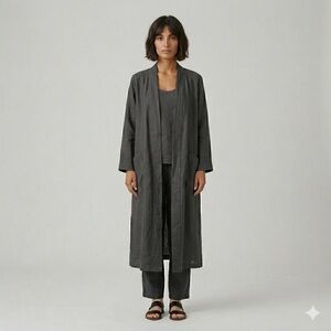 Nomad The Label Blue/Gray Linen Kimono Robe - S/M, 100% French linen!